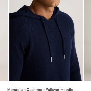 Quince True Navy Mongolian Cashmere Hoodie